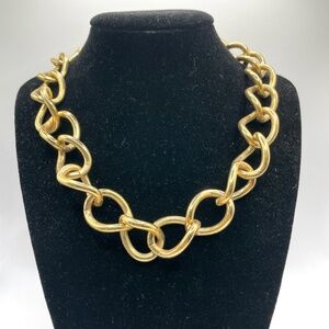 Monet Gold Tone Chunky Chain Statement Choker Necklace Signed Unisex